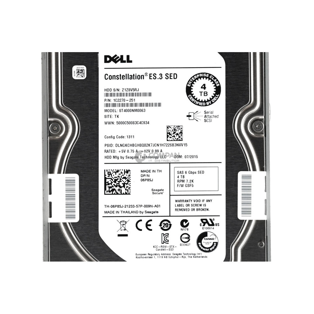 6P85J DELL 4TB 7.2K SAS 6G SED 3.5 LFF 06P86J, 1C2270-251, ST4000NM0063